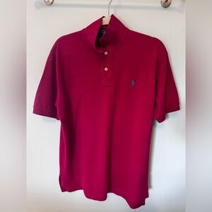 Polo by Ralph Lauren Mens Pink Polo Shirt Turquoise Blue Embroidered Logo